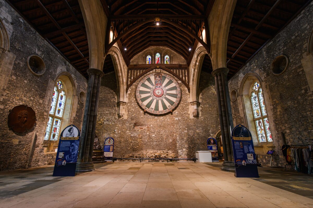 The inside of The Great Hall with the Round Table