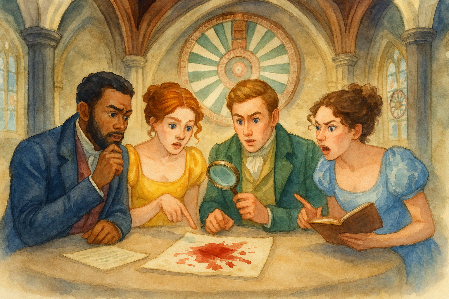 Four people do a Murder Mystery in The Great Hall
