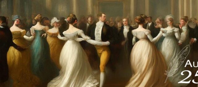 Painting of Regency ball and dancers