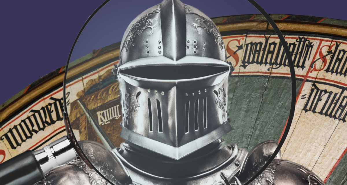 A knight graphic in front of The Round Table