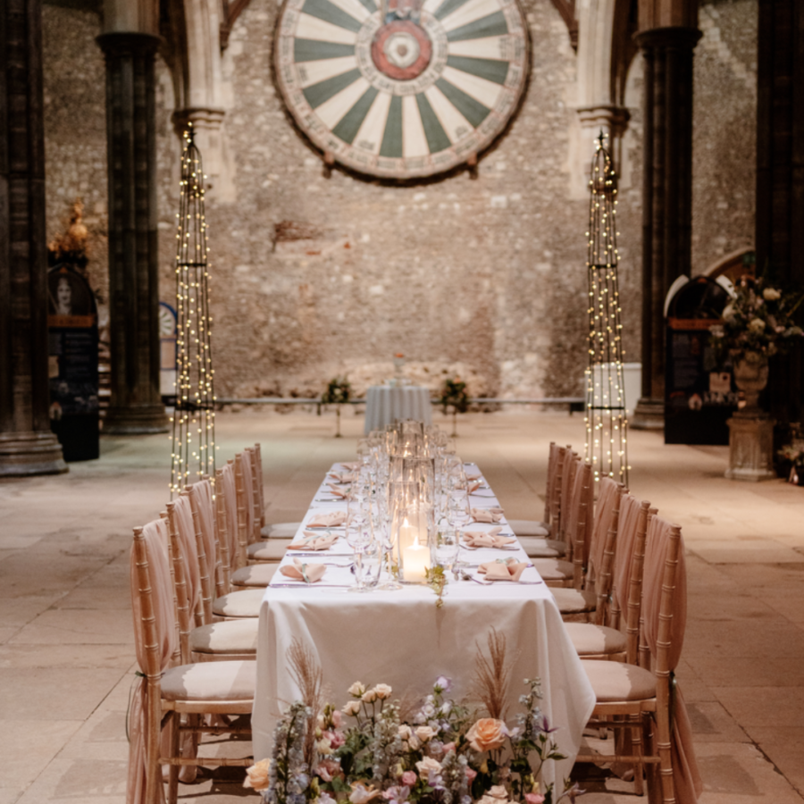 The Round Table sits above a dressed wedding table