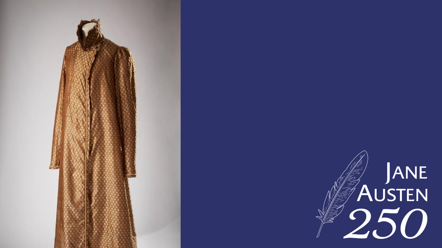 Jane Austen's pelisse coat with the Jane Austen 250 logo