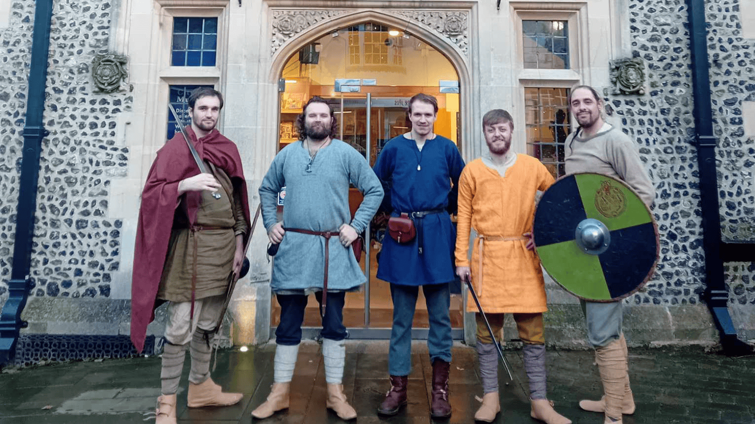 Five Vikings standing in front of City Museum
